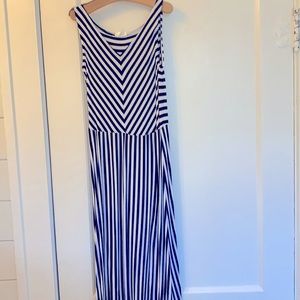 girls black and white striped maxi dress